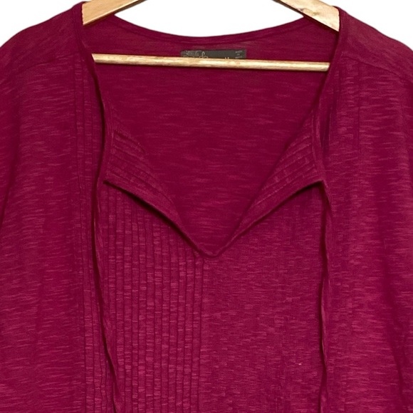 Prana Fuchsia Pintuck Pleated Organic Cotton Blend Sleeveless Top - Picture 2 of 7